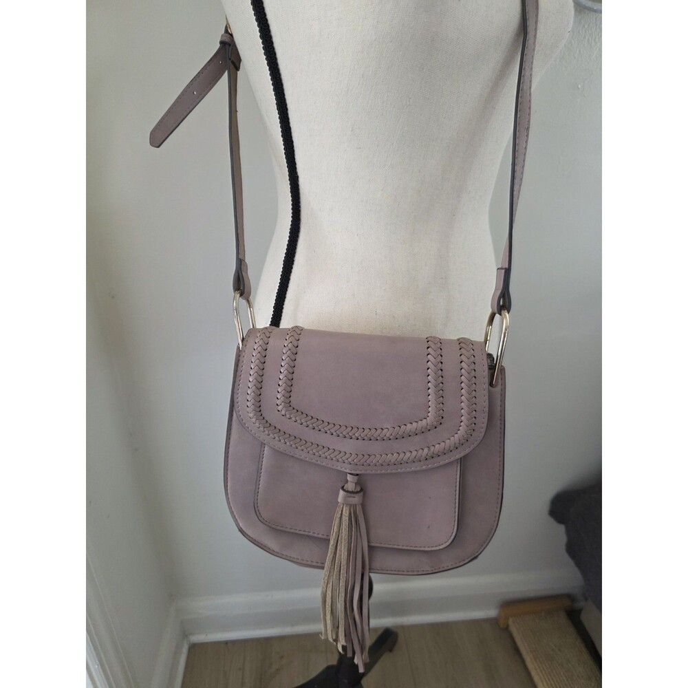 Pretty FRANCO SARTO Crossbody ShoulderBag Saddle Shaped Purse Blush Beige GuC
